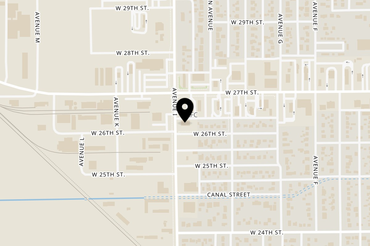 Map showing the location of Taco De Oro on 2601 Ave I in Scottsbluff